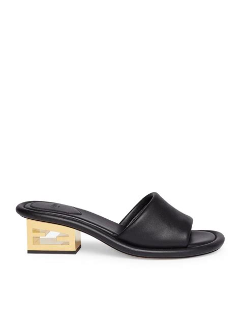 FENDI Leather Baguette Slides 